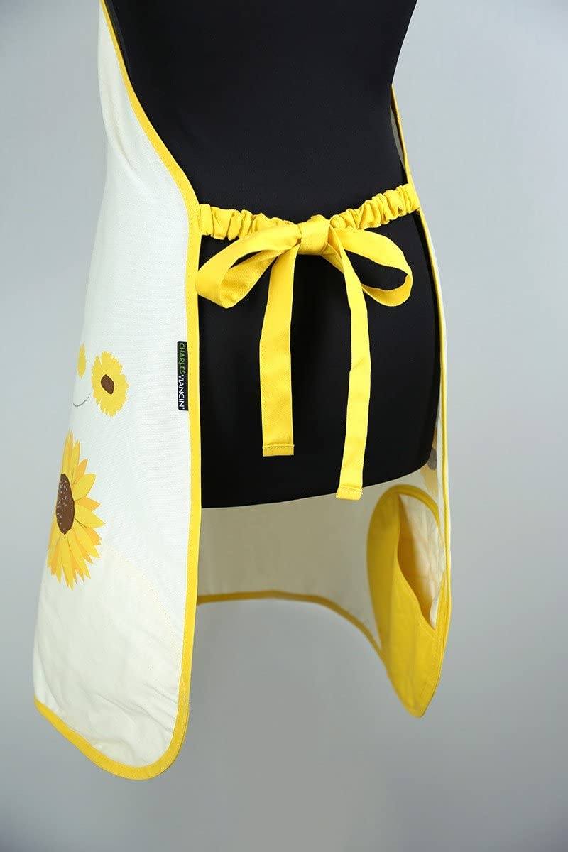 Sunflower Apron with Silicone Heat Resistant Pot Holder-Cyprus BBQ