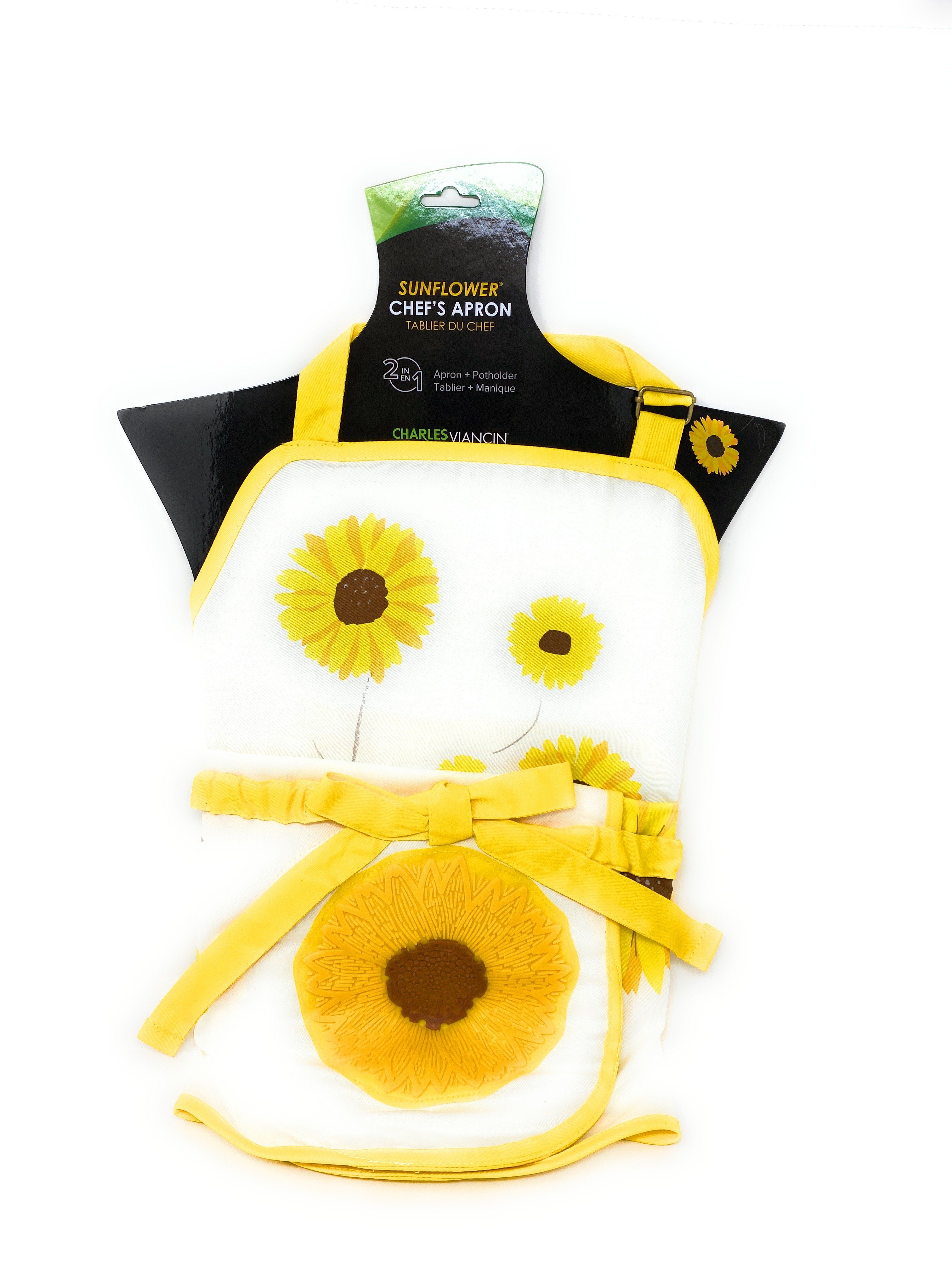 Sunflower Apron with Silicone Heat Resistant Pot Holder-Cyprus BBQ