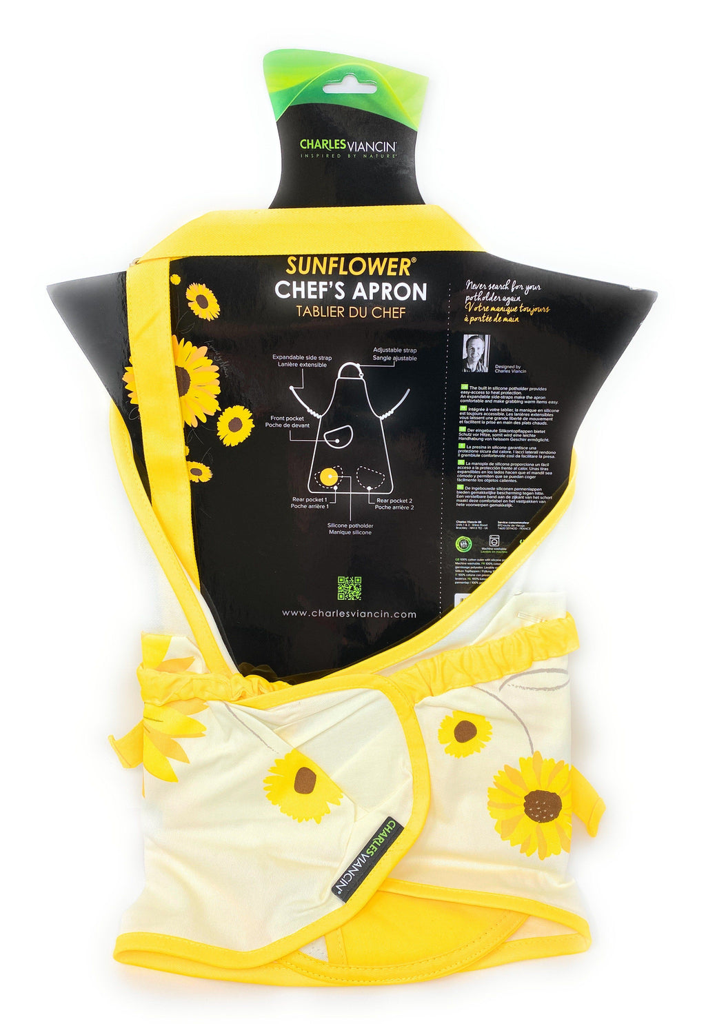 Sunflower Apron with Silicone Heat Resistant Pot Holder-Cyprus BBQ
