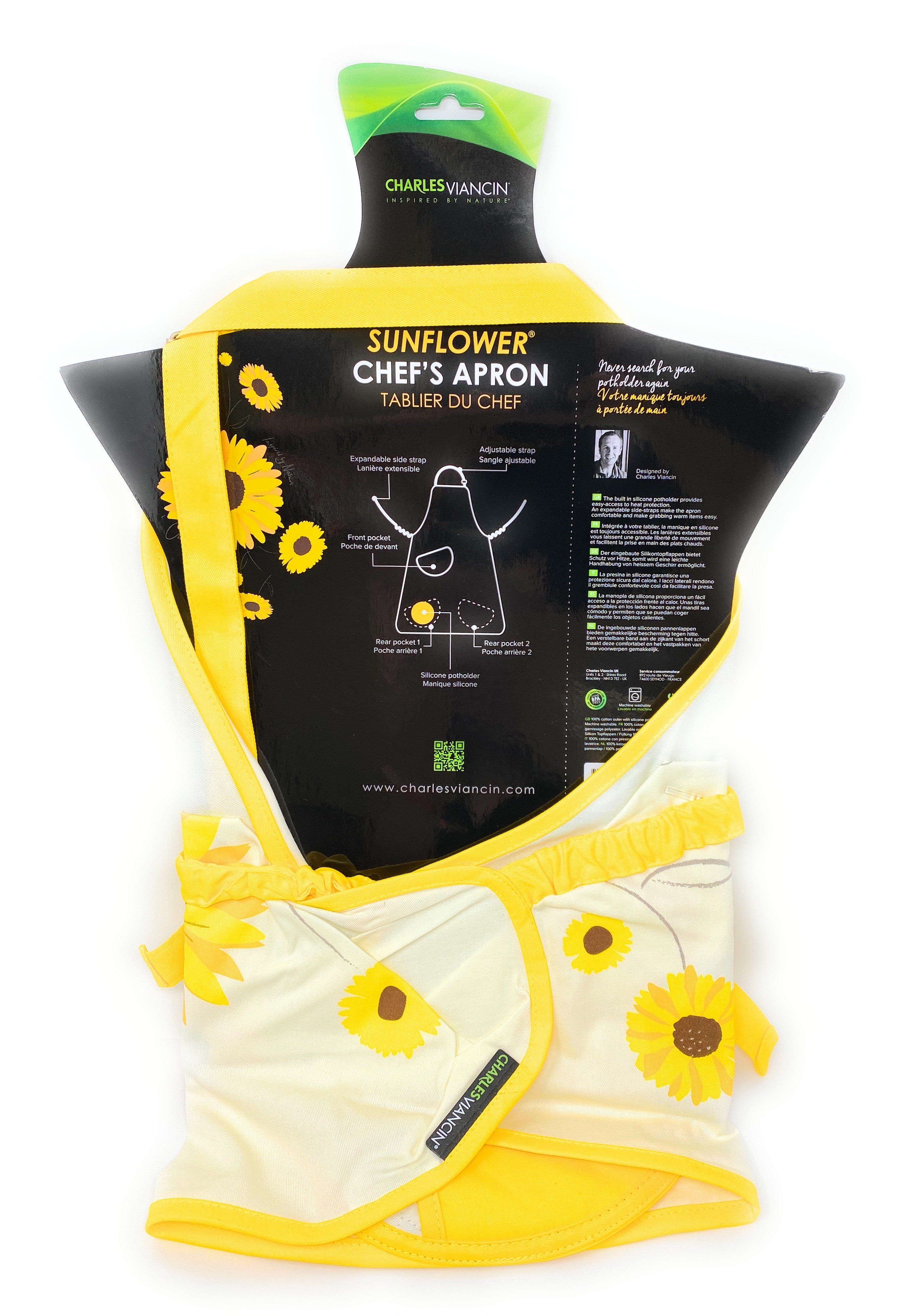 Sunflower Apron with Silicone Heat Resistant Pot Holder-Cyprus BBQ