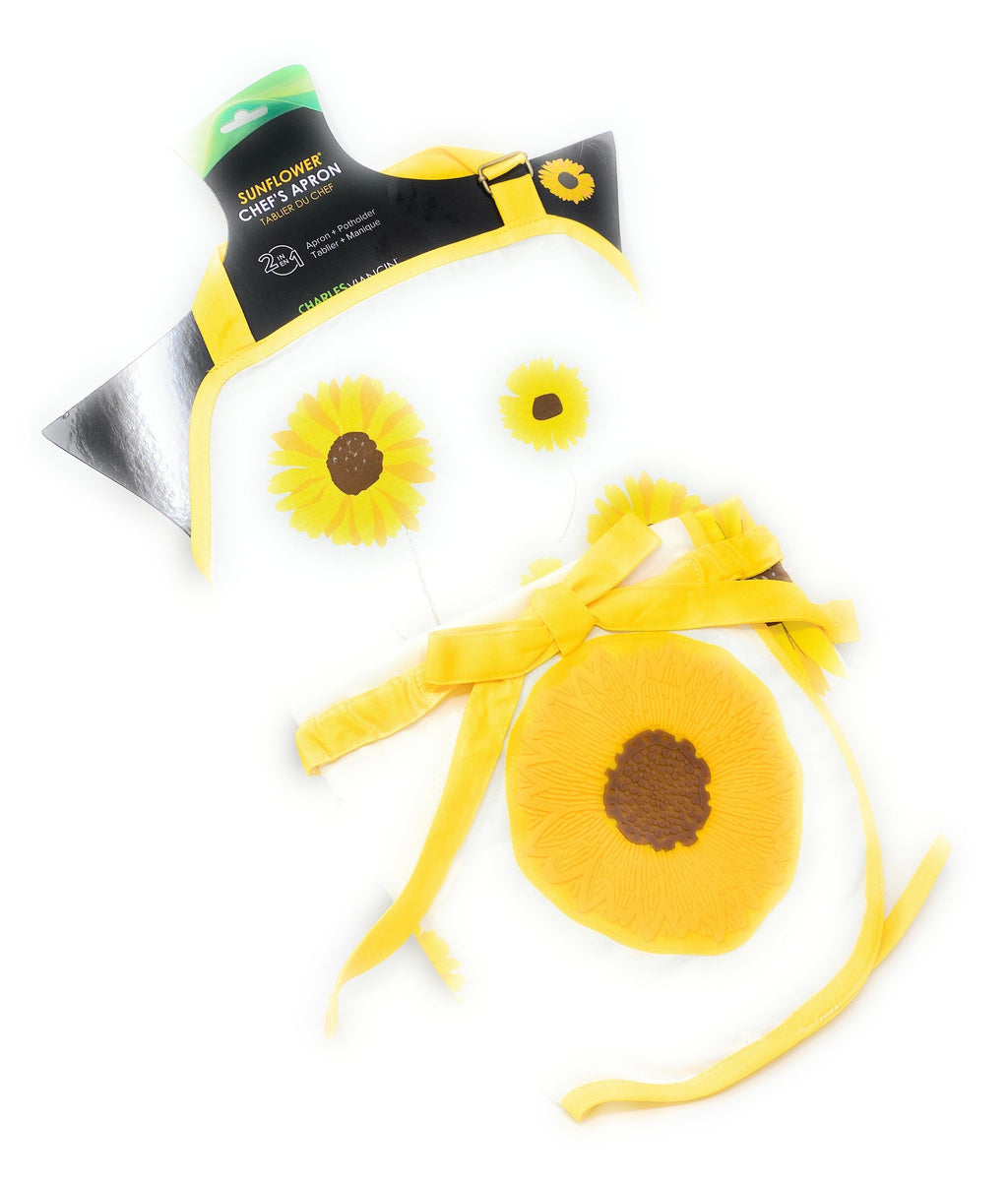 Sunflower Apron with Silicone Heat Resistant Pot Holder-Cyprus BBQ