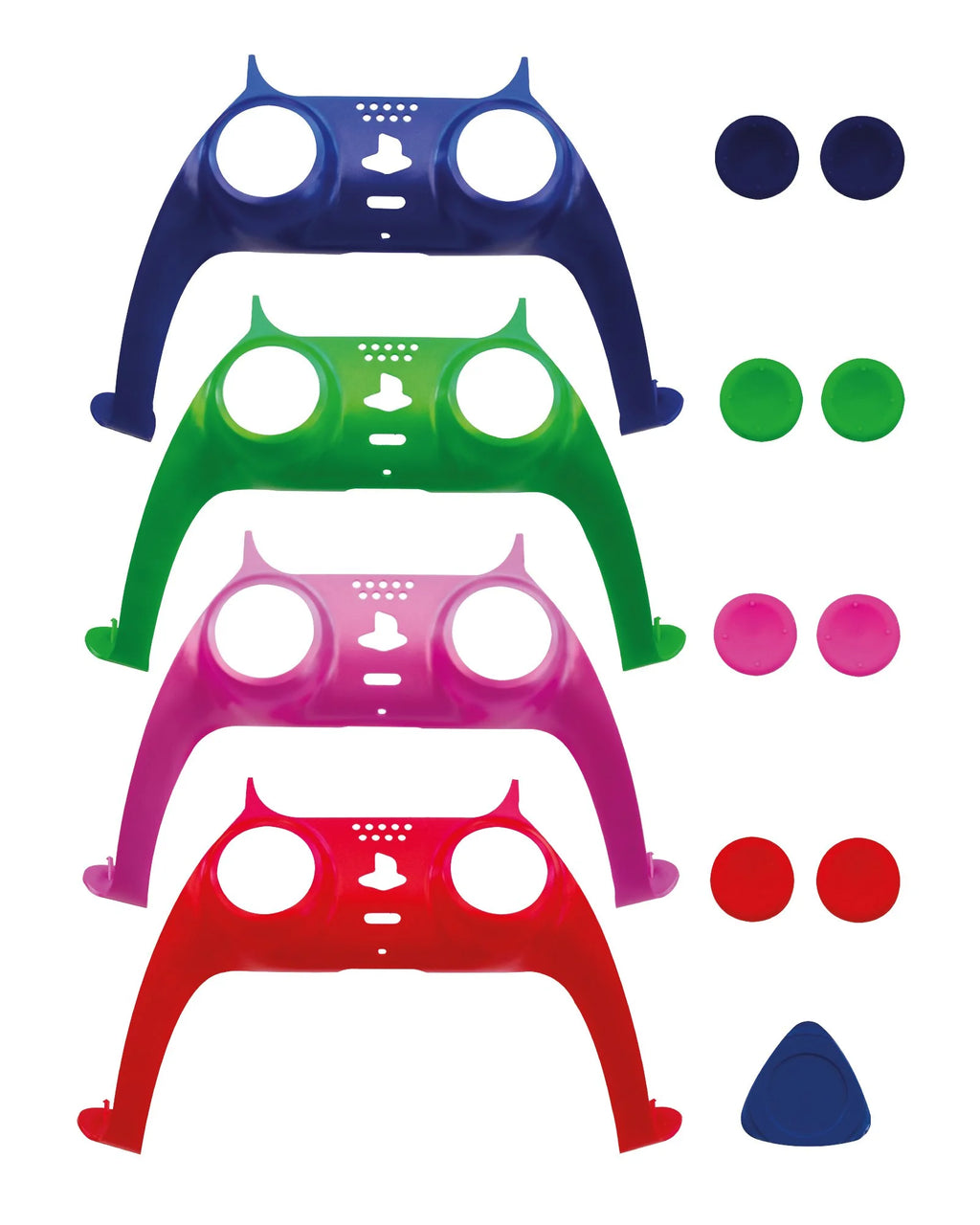 IMP DualSense Controller Styling Kit - 4 Pack Custom Faceplates and Thumb Grips (Blue, Green, Pink, Red)-1