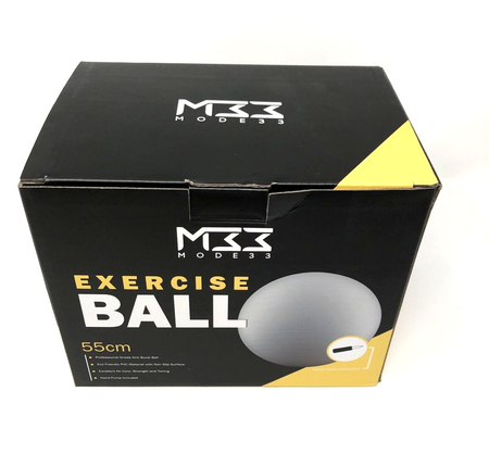 Mode33 Exercise Yoga Ball 55cm Extra Thick Black Anti-Burst With Hand Pump.