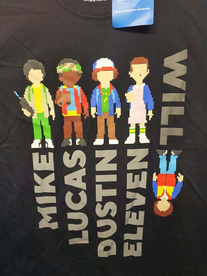 Stranger Things T-Shirt with Cartoon Character Pixel Art