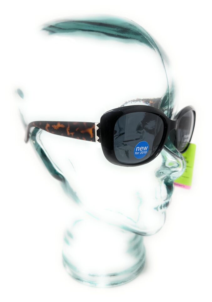 Ladies Sunglasses Polarised Lenses Chic Black Frame with Tortoiseshell Boots 0781