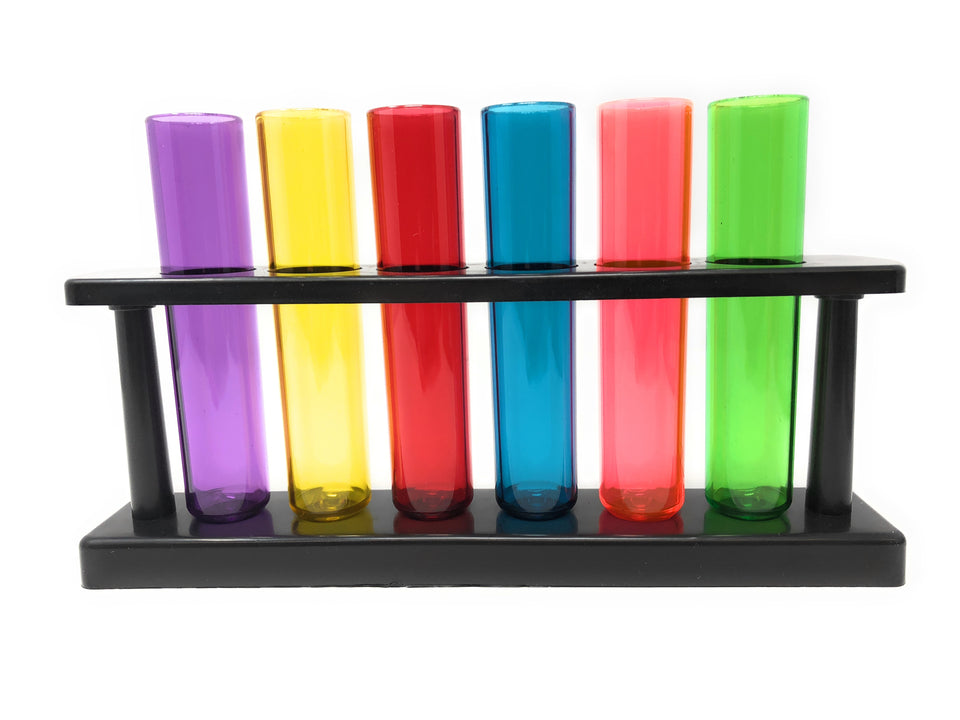 6 Novelty Shot Glasses Colourful Plastic Test Tubes