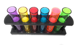 6 Novelty Shot Glasses Colourful Plastic Test Tubes