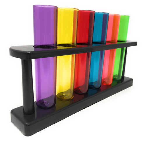 6 Novelty Shot Glasses Colourful Plastic Test Tubes