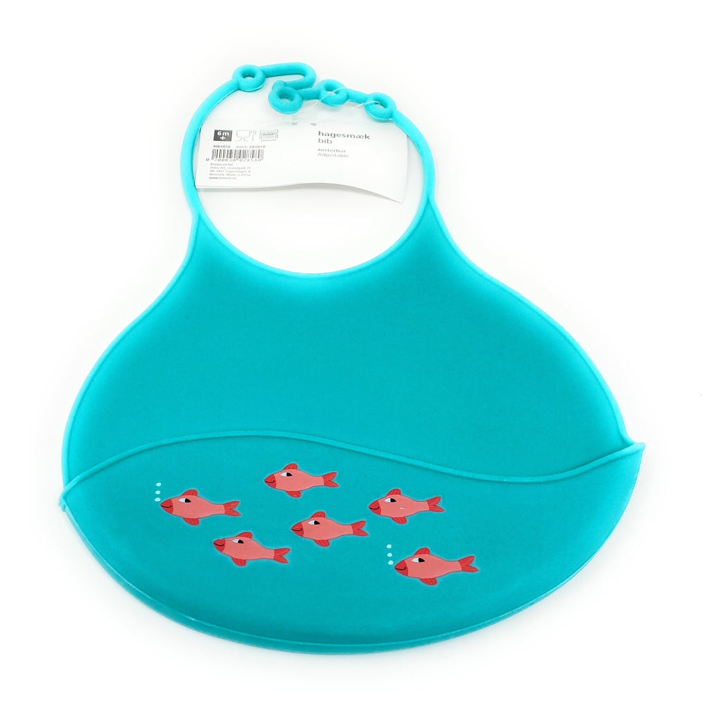 Silicone bib blue fish