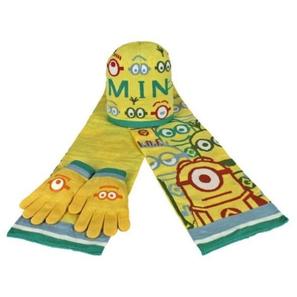 Despicable Me Minions Childrens Scarf, Beanie Hat and Glove Set