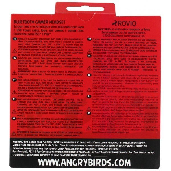 Angry Birds Bluetooth Headset - For PS3 and Smartphones - Clubit.co.uk