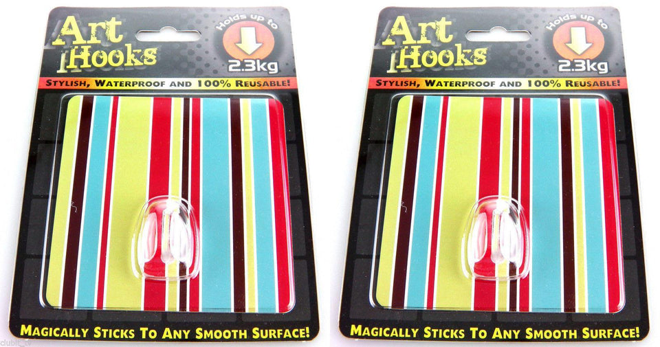 ART HOOKS - Twin Pack of Waterproof Reusable Self Adhesive Hooks - Clubit.co.uk