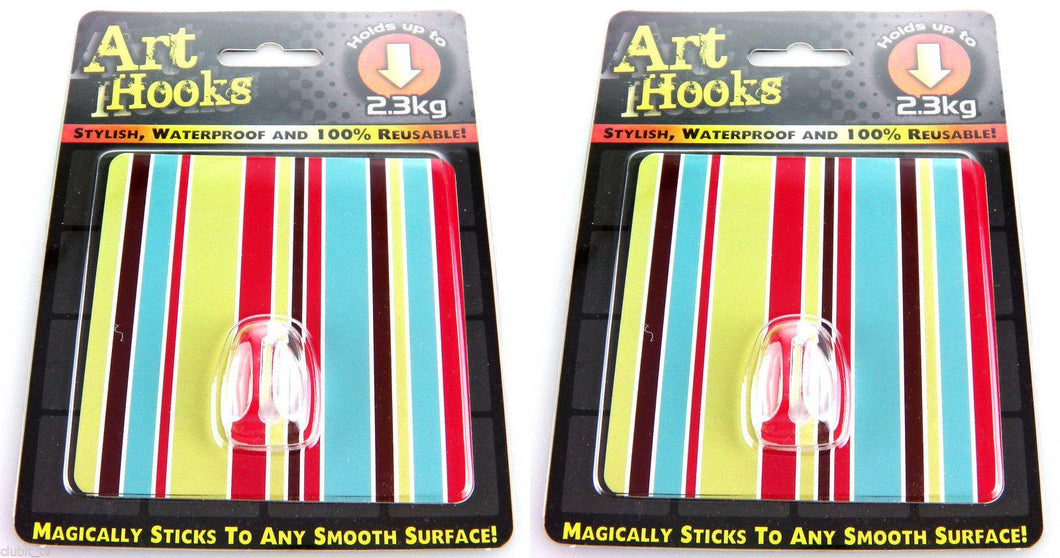 ART HOOKS - Twin Pack of Waterproof Reusable Self Adhesive Hooks - Clubit.co.uk