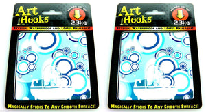 ART HOOKS - Twin Pack Of Waterproof Reusable Self Adhesive Hooks