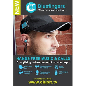 Bluetooth Baseball Cap Hands Free Black SmartCap - Clubit.co.uk