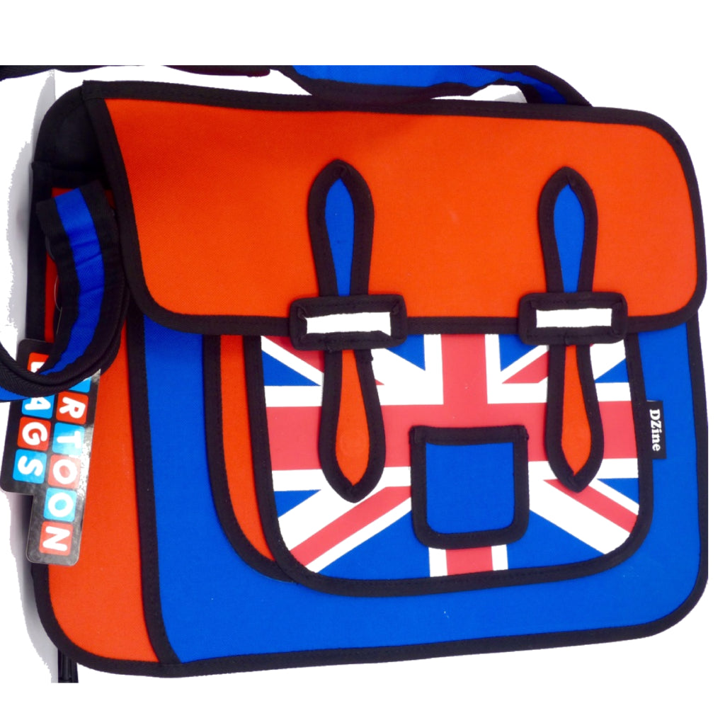 Union Jack Novelty Cartoon Design Messenger Satchel Style Bag