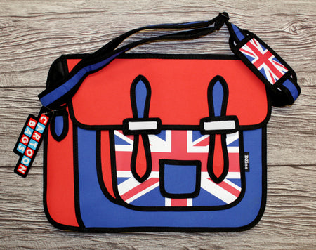 Union Jack Novelty Cartoon Design Messenger Satchel Style Bag