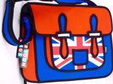 Union Jack Novelty Cartoon Design Messenger Satchel Style Bag