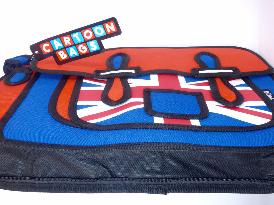 Union Jack Novelty Cartoon Design Messenger Satchel Style Bag