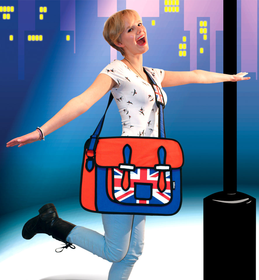 Union Jack Novelty Cartoon Design Messenger Satchel Style Bag